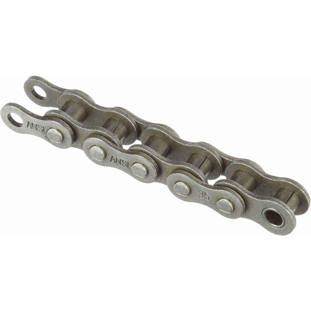 BROWNING Roller Chain: Standard Riveted, 3/8" Pitch, 35 Trade, 10' Long, 1 Strand 0.2" Roller Dia, ANSI B29.1